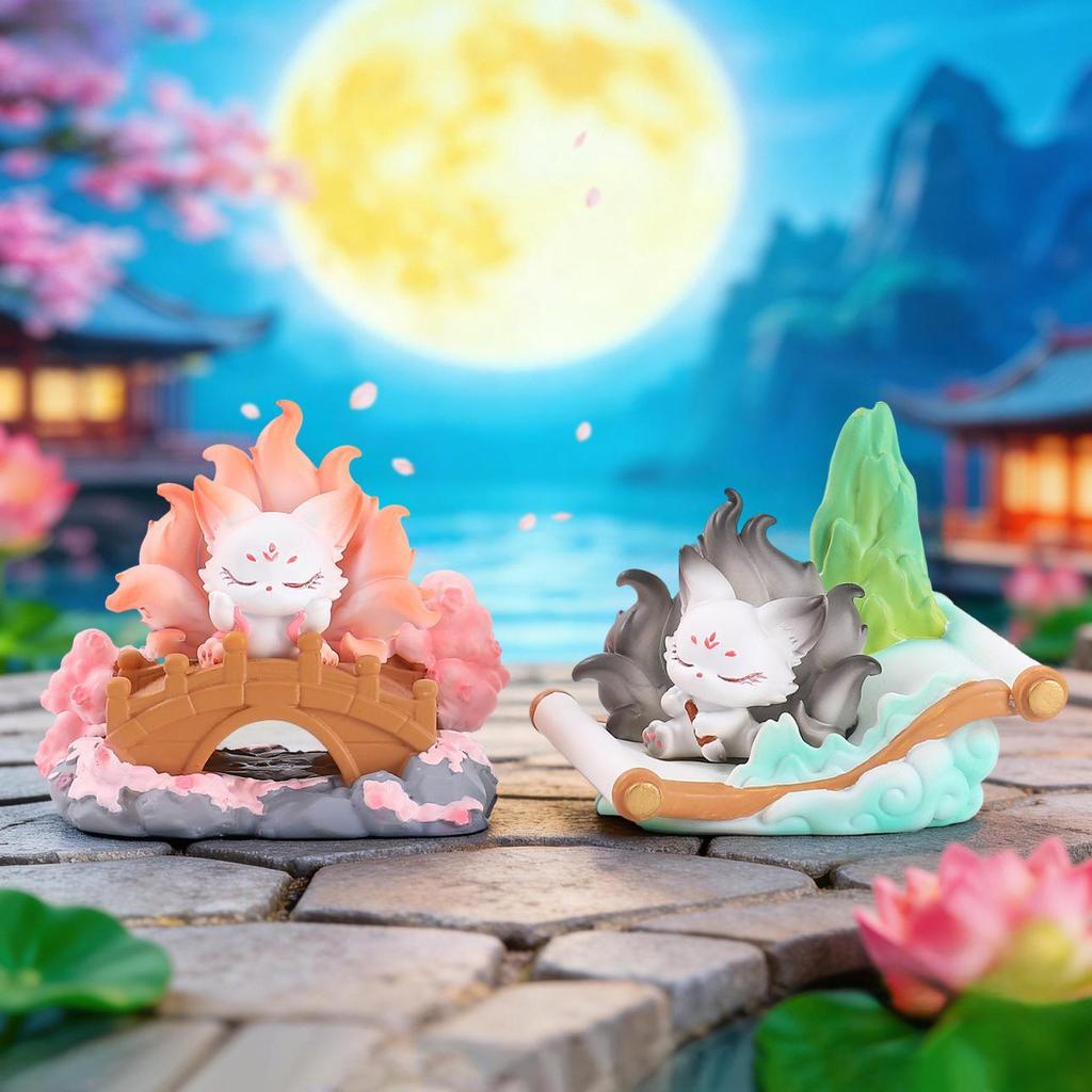 Nine-Tailed Fox Resin Blind Box: Chinese Style Desktop Ornament & Festival Gift