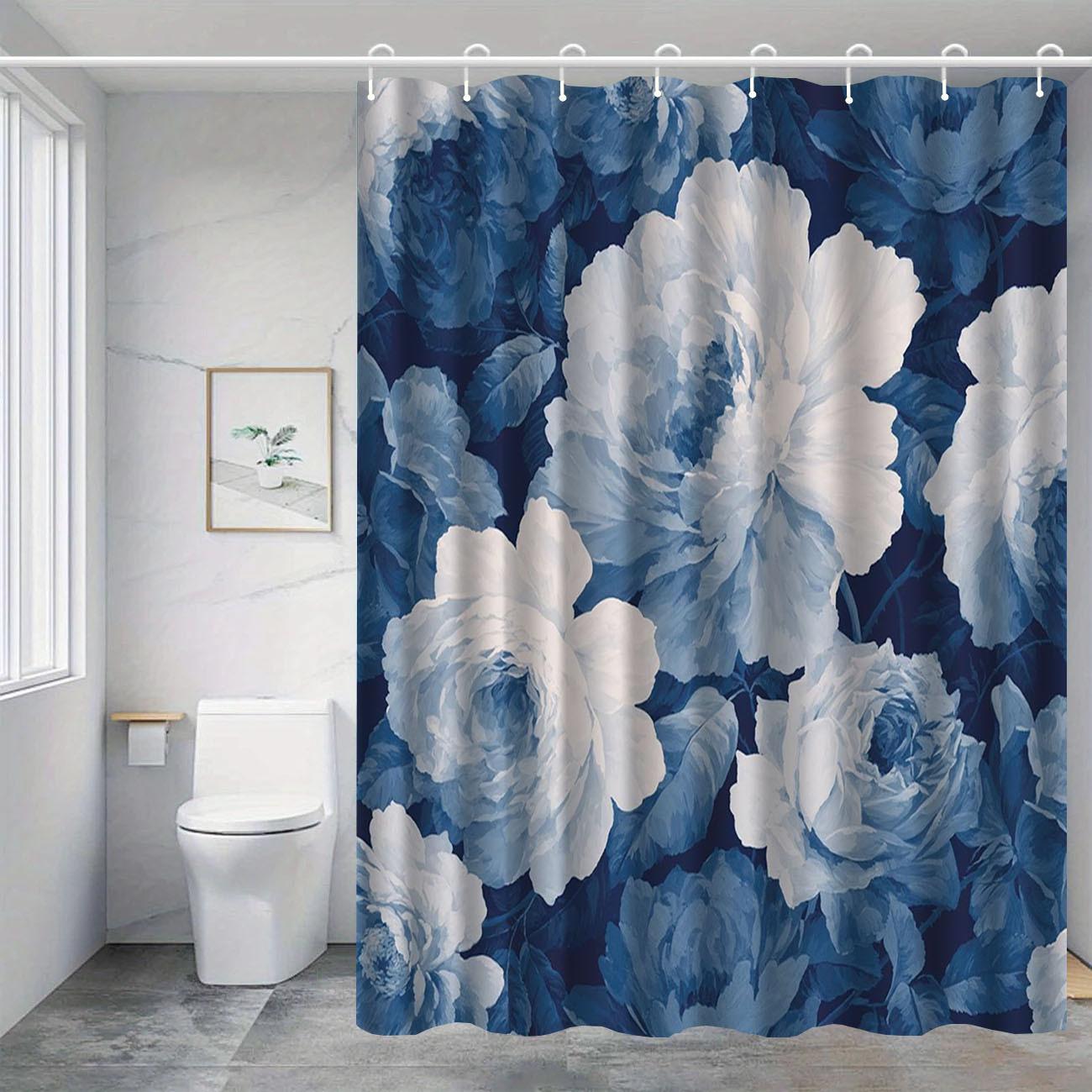 

1Pc Tie-Dye Floral Pattern Shower Curtain, Polyester Fabric, Machine Washable, With Hooks, Suitable For Bathroom Dcor. W60H190(CM)-1 Pcs