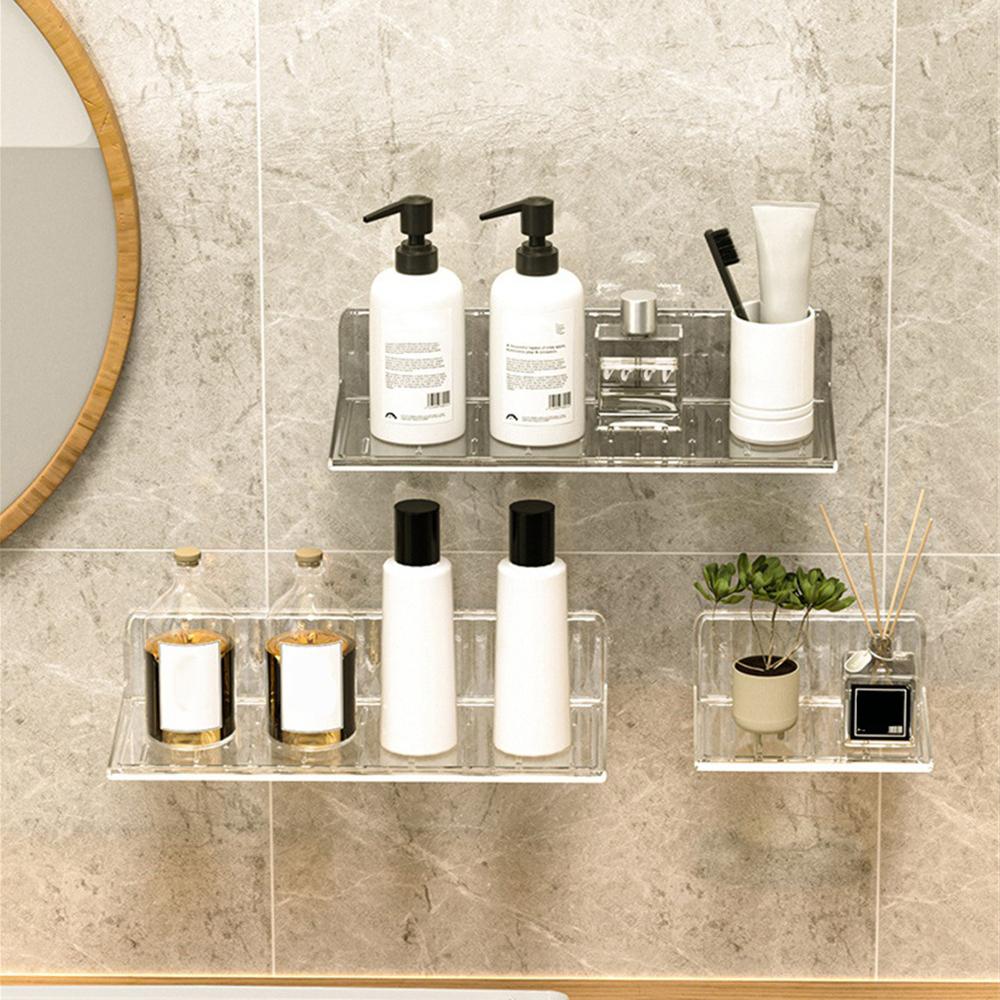 Bathroom Organizer Wall Shelf Home Storage Rack Vanity Table Skin Care Cosmetic Cotton Display Punch-Free Storage Holder Shelves