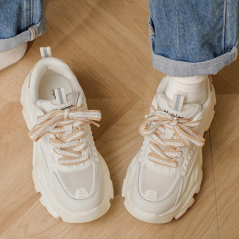 Platform Dad Shoes Women's New Summer Mesh Breathable Little White Shoes Casual Sports Small Height Increase Women's Shoes