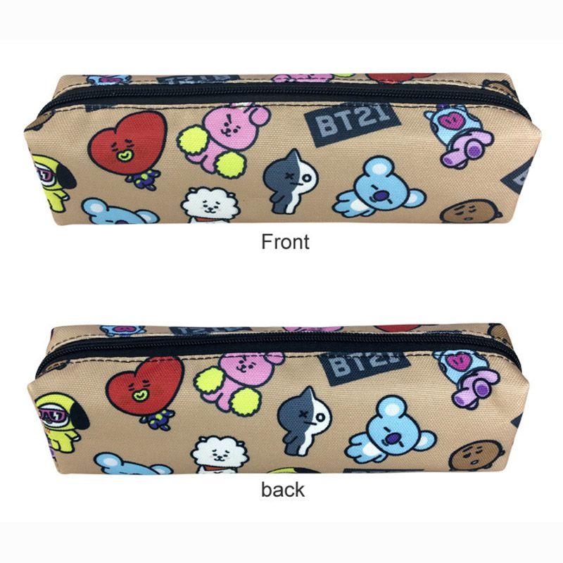 Bts Bt21 Malowanie Płótno Piórnik Portmonetka Saszetka na Makijaż Przenośna Torba na Długopisy