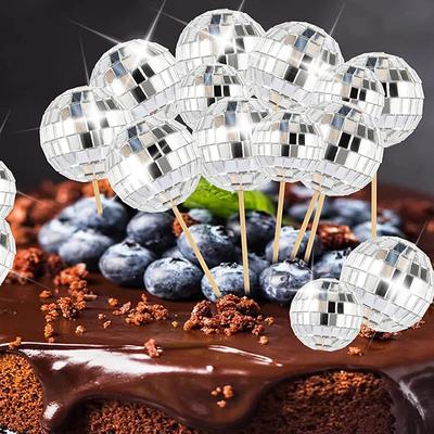 3/5/12pcs Club Retro Dance Party Supplies Cake Decoration Birthday Disco Ball Cupcake Toppers