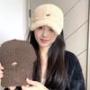 Embroidery little fox lamb wool baseball cap children autumn and winter warm versatile big head circumference plush cap
