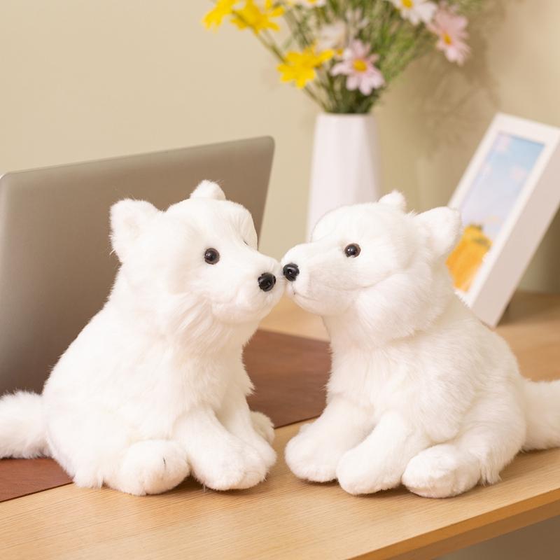High Quality Simulated Cute Arctic Foxes Plush Toys Simulation Giant Stuffed Toys Cute Animal Plush Dolls For Kids Gifts