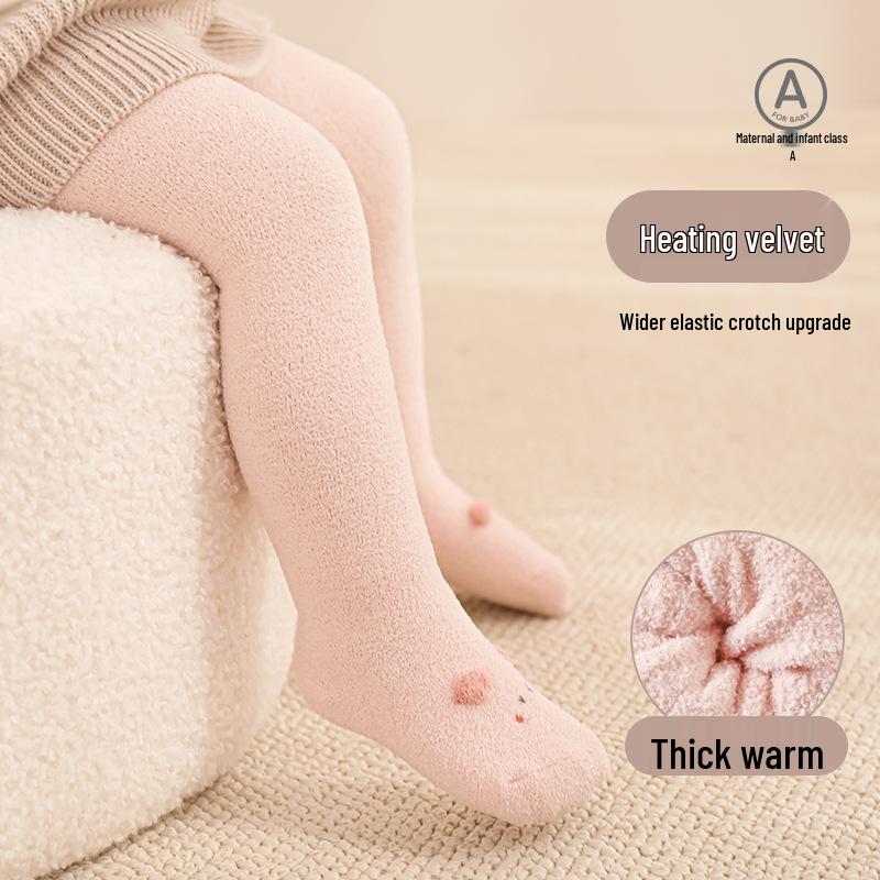 Newborn White Footed Tights: Autumn/Winter Velvet Thickened Big Butt Style for Baby Girls