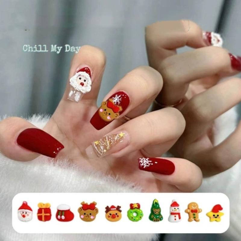 Mini Cartoon Christmas Nail Silicone Mold Snowflake Relief Nail Art Mold Diy Nail Decoration Accessories Handmade Manicure Tools
