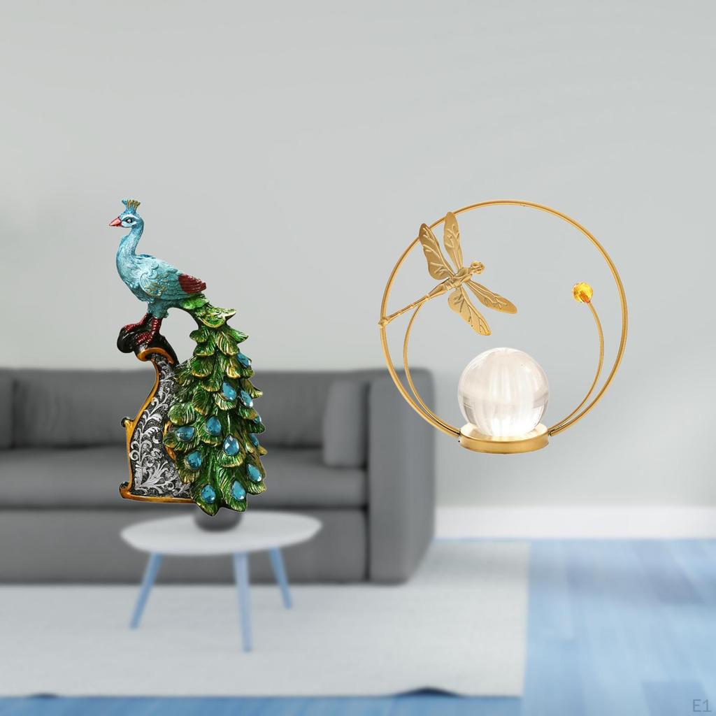Elegant Peacock Crystal Ball Animal Sculpture Collection for Bedroom Office Living Room Bookshelf