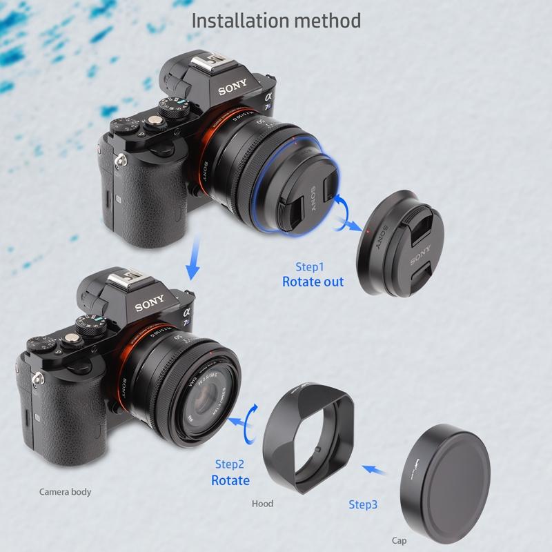 Haoge Bayonet Square Metal Lens Hood for Sony FE 40mm F2.5 G Lens FE 2.5/40 G(SEL40F25G) with Metal Cap
