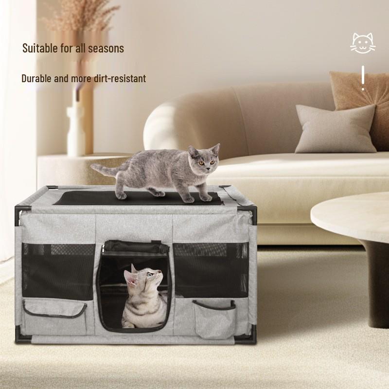 Foldable Scratch-Resistant Oxford Cloth Dog Kennel for Outdoor and Car Use