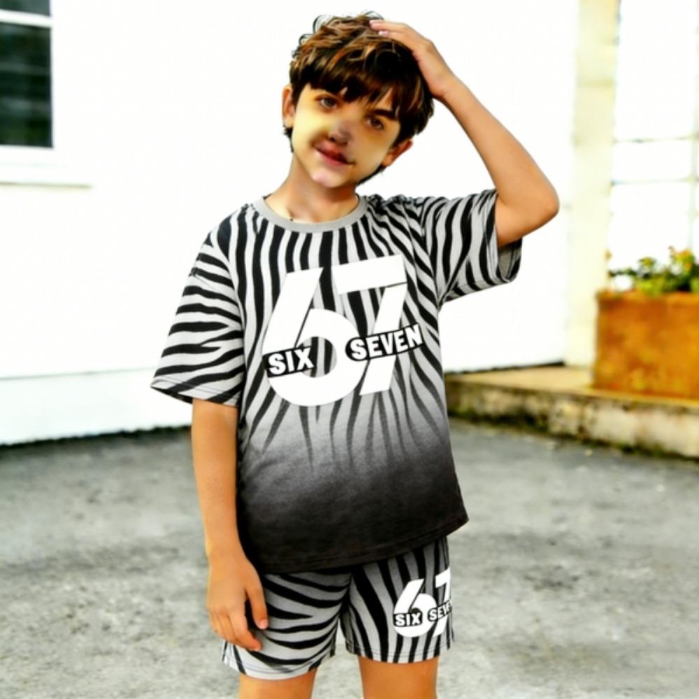 

Gradient Zebra Color 67 Printed Men s T-shirt and Shorts 2 Piece Set Summer Casual Outfit for Men s and Women s Clothing Top XXS