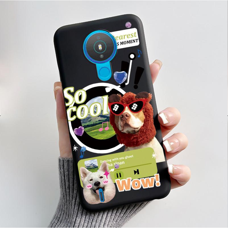 For Nokia 1.4 TA-1322 Nokia 3.4 TA-1288 TA-1285 TA-1283 Case Fashion Flower Painted Phone Casing Black Soft Silicone Back Cover