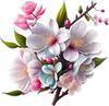 QT2456#15cm Deslumbrantes Padrões Florais, Decalques de Cores Vibrantes, Adesivos de Vinil à Prova d'Água para Carro, Laptop, Superfície de Vidro