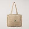 Dunst Hand Drawing Bloom Bag — Handmade Paper Yarn Shopper with Floral Embroidery | Korean Designer Brand | 2 Colours: Navy / Natural Cream