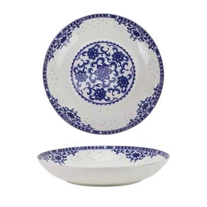 Керамический набор из 8-дюймовых круглых тарелок-мисок в китайском стиле из Цзиндэчжэня с высокотемпературной декалью
