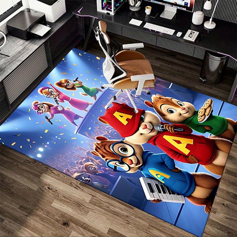 Chipmunks Music Concert Carpet For Playroom Bedroom Living Room Sofa Home Decor Kids Game Area Rug Nonslip Floor Mat