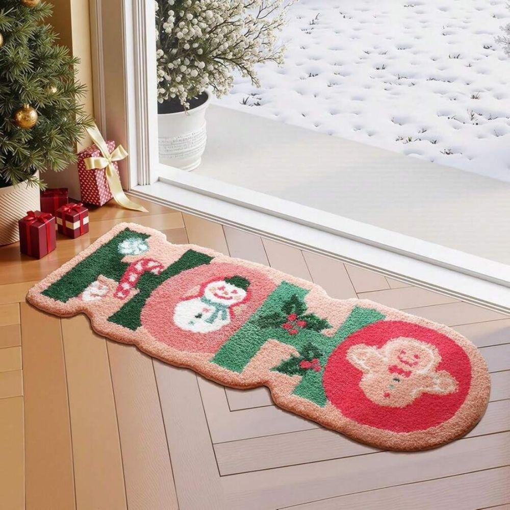 

VIKAMA Christmas Plush Carpet Soft Kitchen Bedroom Balcony Floor Mat Non-Slip Bathroom Foot Mat Winter Home Decoration 40x100cm 16x40inch