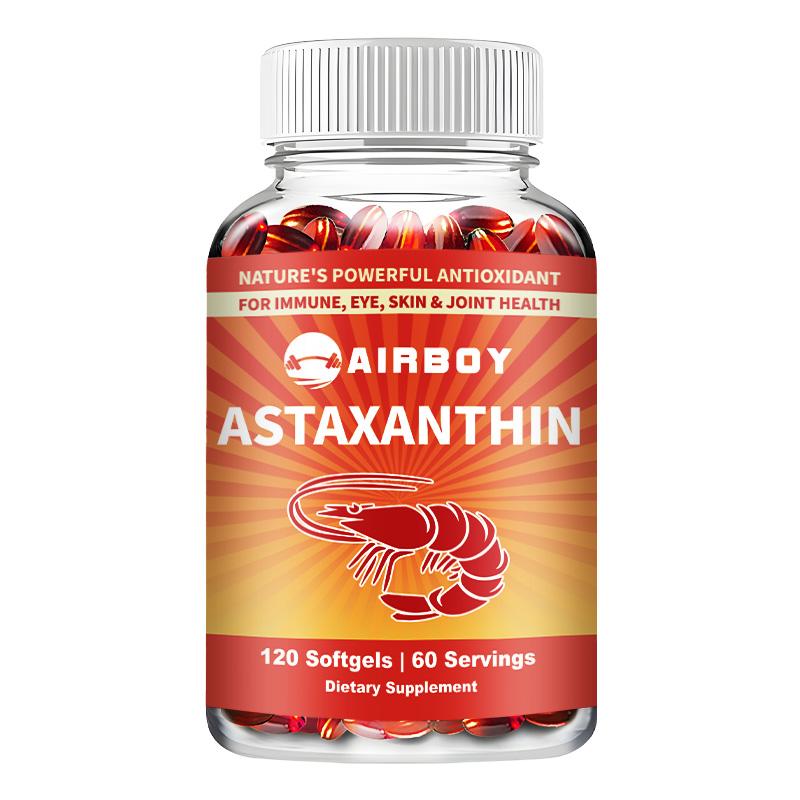 Airboy Natural Haematococcus pluvialis Astaxanthin: Supports eye skin, joint immunity, and vascular health; suitable for adults.