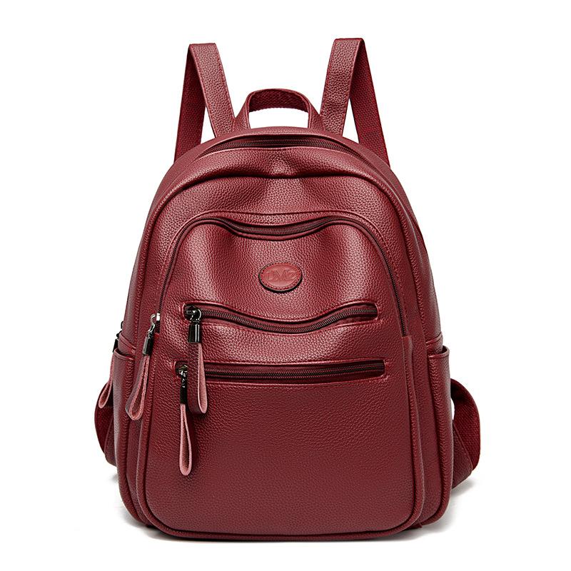 Soft leather simple backpack women's 2025 new fashionable and versatile large-capacity lightweight women's shoulder casual backpack