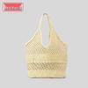 Custom Logo Women's Handmade Woven Paper Bag - Large Capacity Hollow Net Tote Handbag