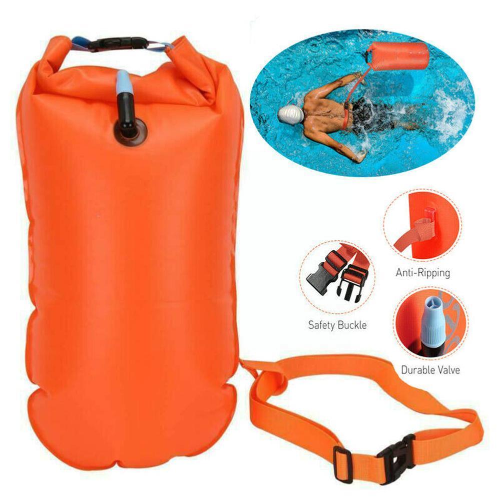 Outdoor Safety Swimming Buoy Swim Float Bag with Waist Belt PVC Lifebelt Storage Bag for Water Sports Waterproof Multi-func L1N6