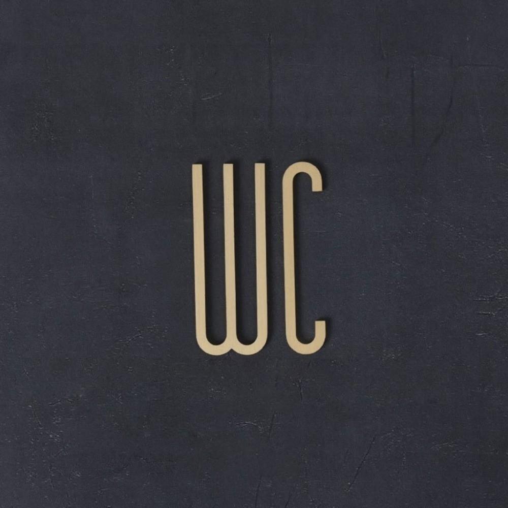 3D Brass Toilet Door Sign Toilet Doorplate Bathroom Signage WC Plaque Restroom Sign Toilet Symbol