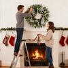 Christmas Wreath Outdoor Realistic Holiday Ornament Artificial Door Christmas Pine Wreath For Outdoor Window Mantel Restaurant