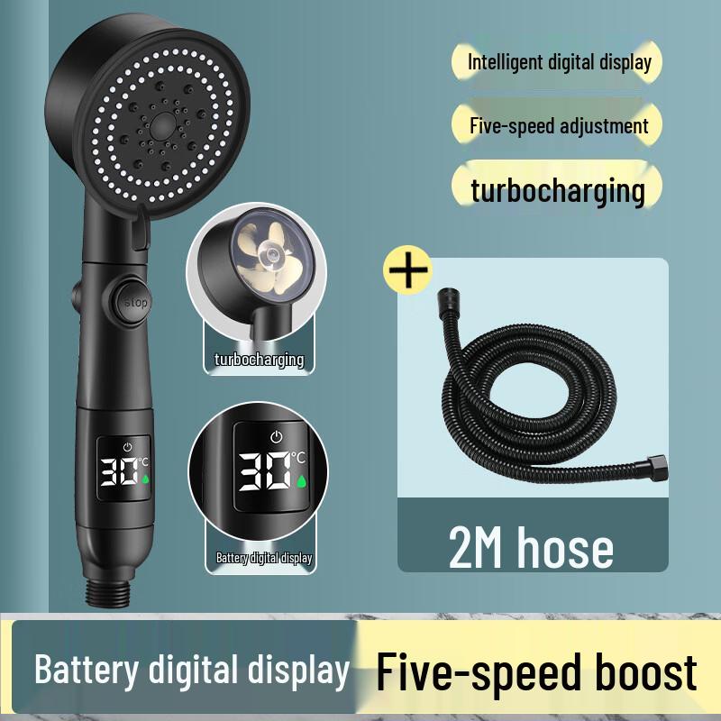 Shengbai Digital Display Turbo Boost Shower Head