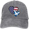 Interlocking Hearts American Scotland Flag Unisex Casual Denim Caps Dad Hat Cotton Adjustable Baseball Cap
