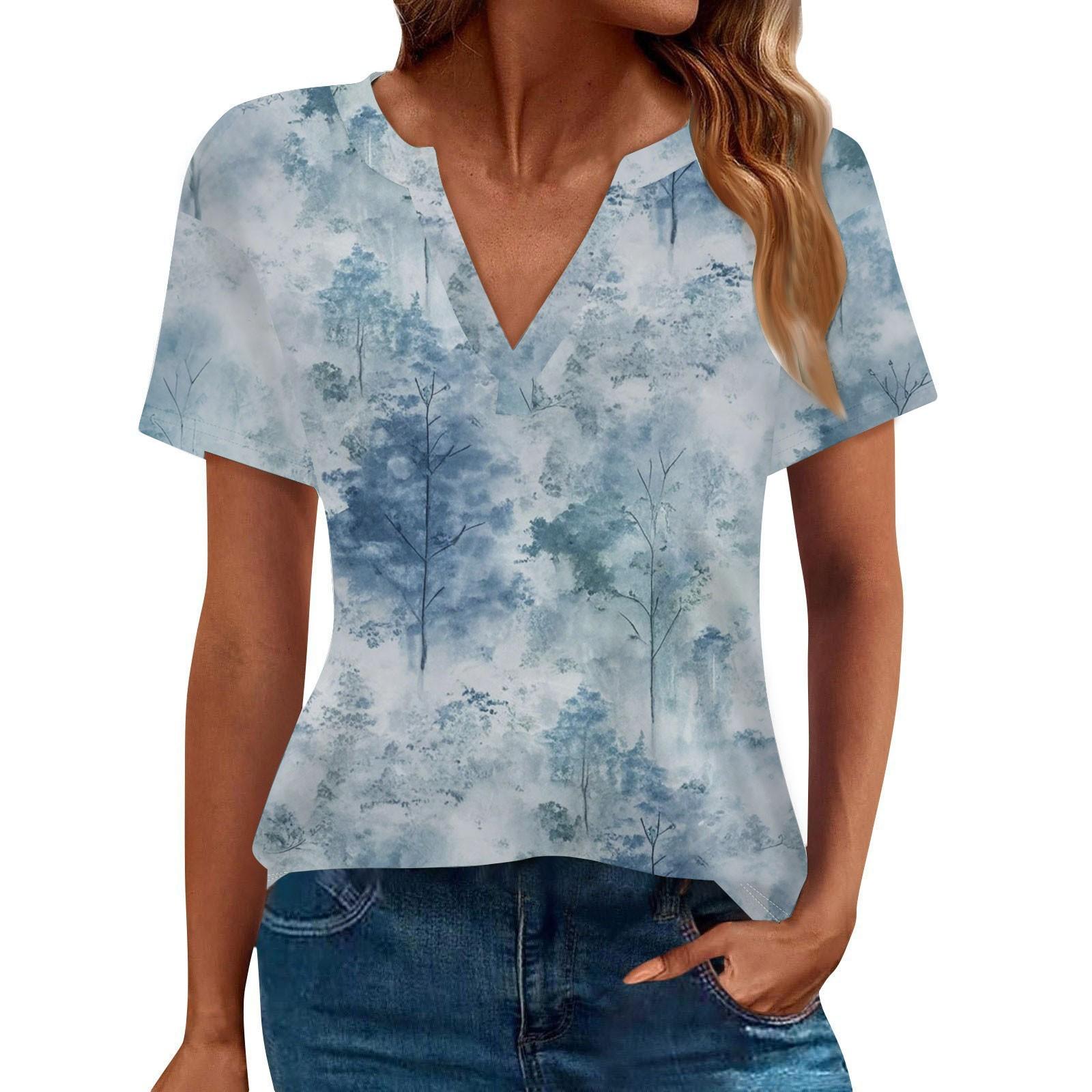

Women s Summer Fashion Casual Short Sleeve V Neck T-Shirt Tops XL синий