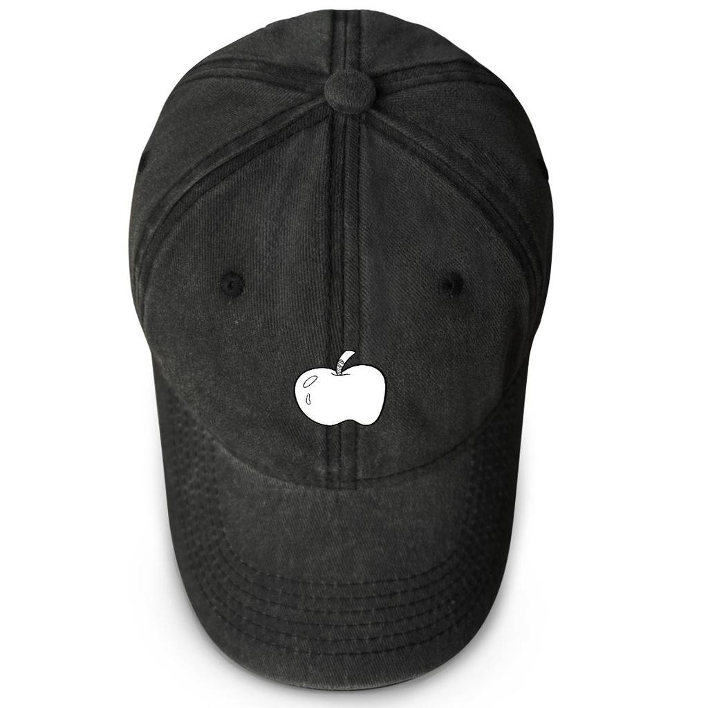 Weiße Apfel-Print Snapback Baseballkappe, Frucht-Netz-Kappe Verstellbarer Riemen Kopfbedeckung Used-Look Retro Verstellbare Baseballkappe