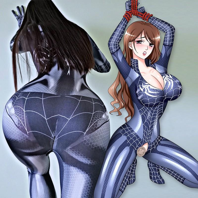 Spiderman tights cosplay black spider costume drag os jumpsuit sexy