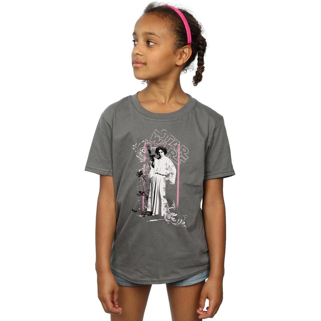 STAR WARS Girls Princess Leia Distressed Cotton T-Shirt