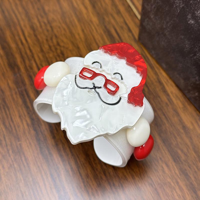 

Красная шапка Санта-Клауса Акриловый открытый браслет с украшением в виде боба