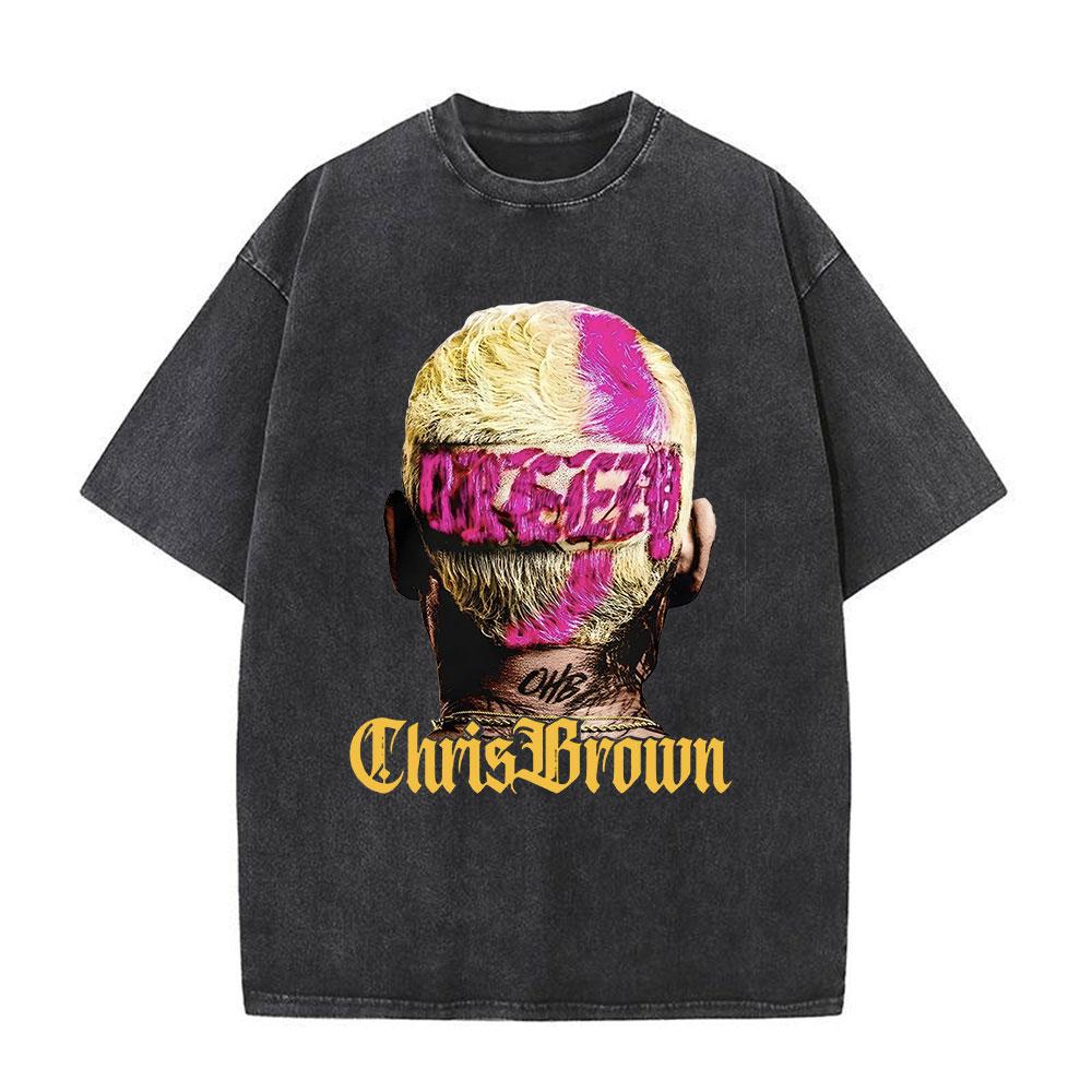 Rapper Chris Brown Breezy Bowl XX Tour 11:11 Vintage Washed T-Shirt Herren Damen Mode Hip Hop T-Shirts Baumwolle Oversized T-Shirts
