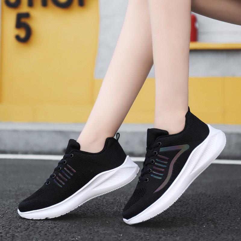 

Плотная сетка Летающая плетеная женская обувь Удобная повседневная обувь 42 чёрный