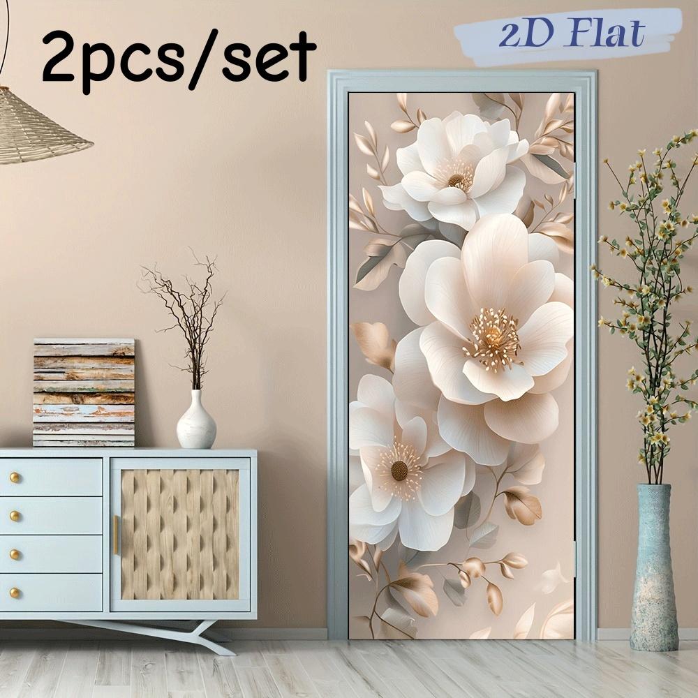 

2pcs wall stickers are designed in a light beige and champagne gold color scheme, featuring delicate flowers and branches as des (as the picture,38.5x200cmx2)