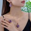 Niche Luxury Brazilian Amethyst Three-Piece Jewelry Set: Raw Stone Earrings, Ring & Necklace for Women