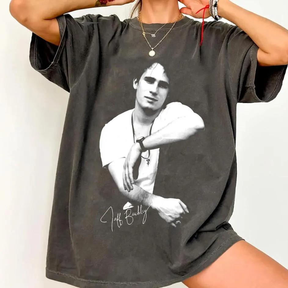 Summer Womens Vintage Jeff Buckley T Shirt  Cotton and Breathable Short Sleeve Streetwear Oversized Loose Casual S