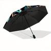 1pc Colorful Hummingbird with Floral Fantasy Pattern Beautiful Looking Automatic Folding Umbrella, 3 Folding, 8 Iron Frame Design, Durable and Su
