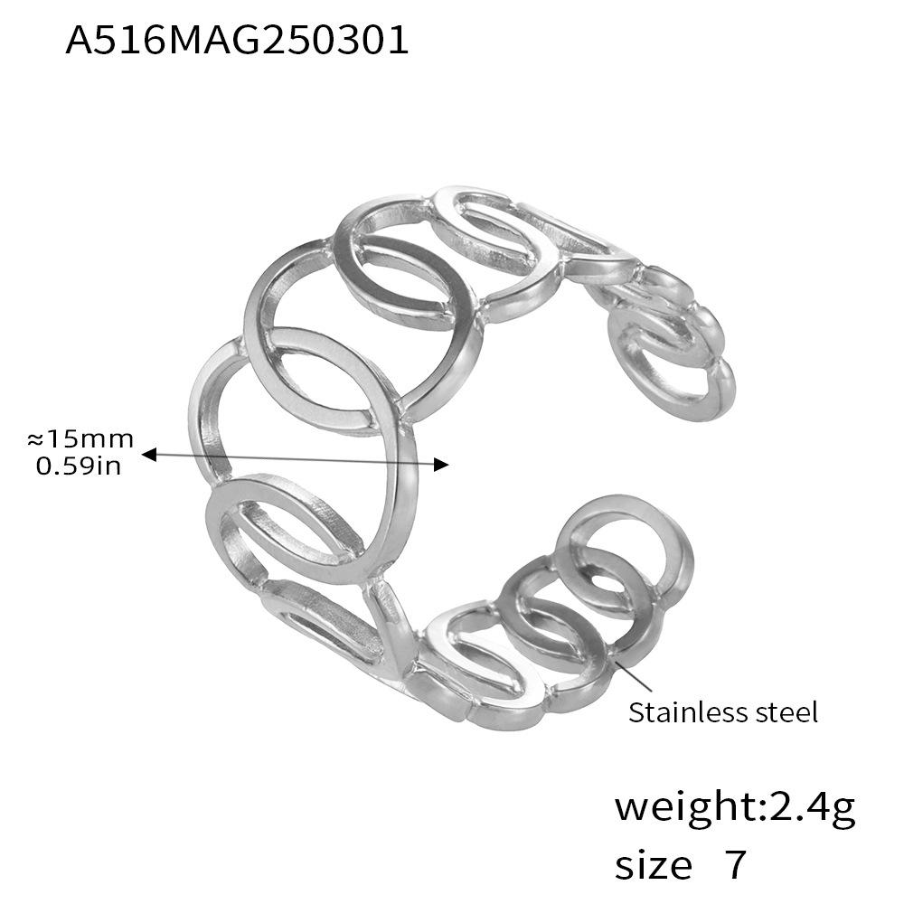 Qiong Yao Geometric Oval Ring: Elegant Hong Kong Style Women s Stainless Steel Jewelry Size 7