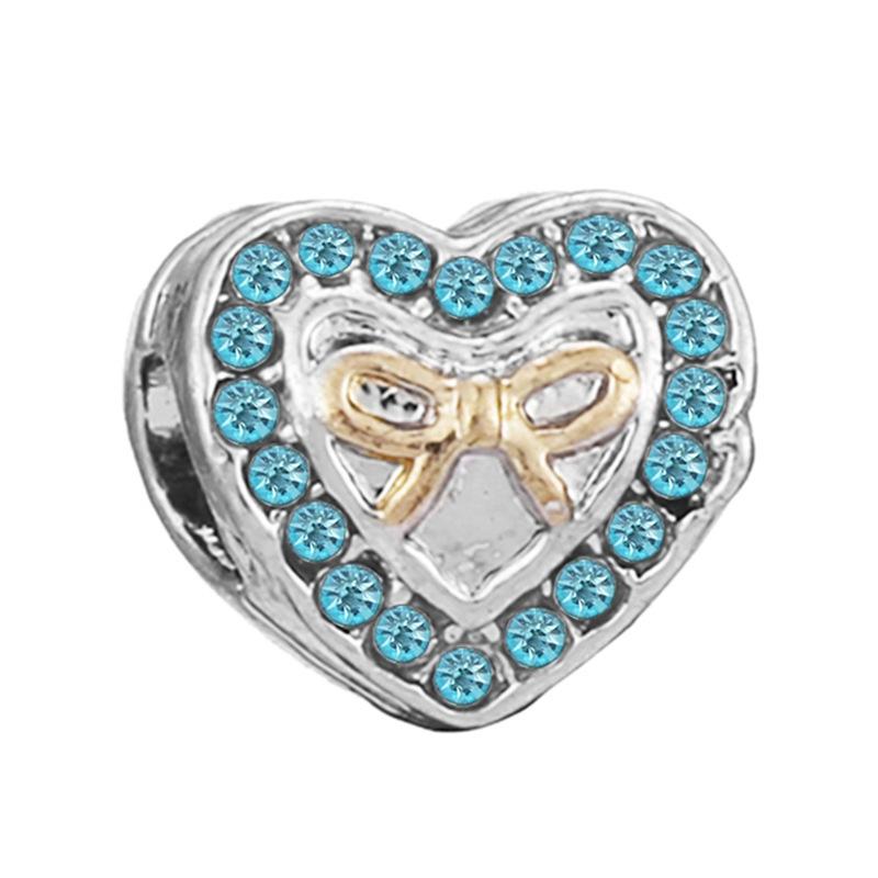 New Silver Plated Blue Diamond Alloy Large Hole Charm Beads For DIY Bracelet Necklace Jewelry Accessories Gifts