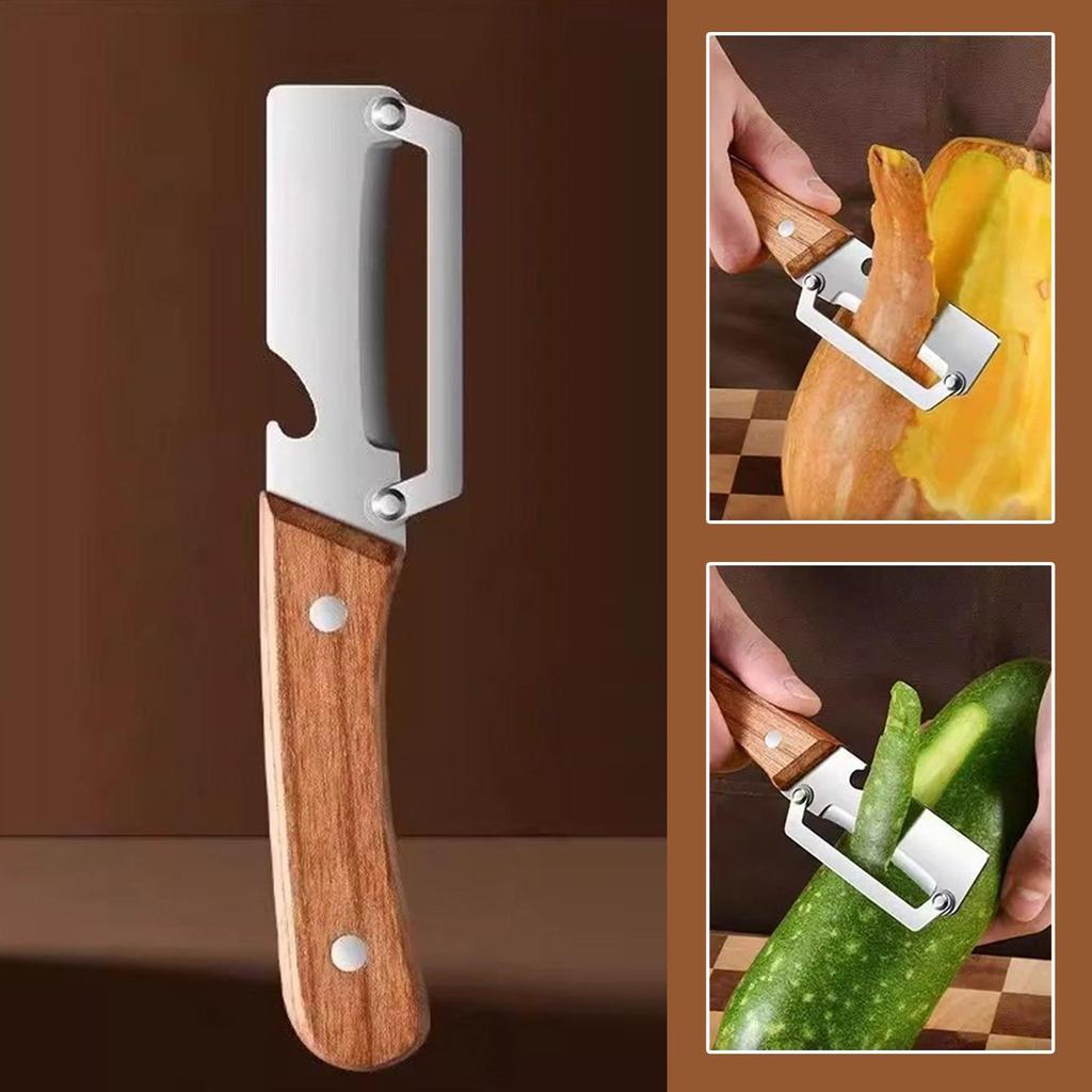 Multi-Functional Vegetable Peeler Wooden Handle Stainless Steel practical with Bottle Opener Peeling high quality Kitchen Tool