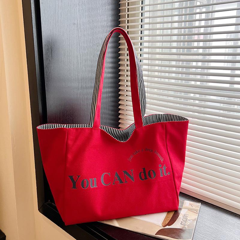 Casual Big Bag Women's New Canvas Shoulder Bag Large Capacity Tote Bag Class Commuter Handbag