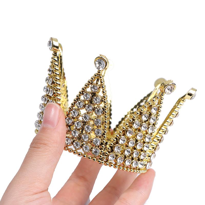 Crown Cake Topper Pearl Tiara Kids Hair Ornament Bursdagsfest rekvisita