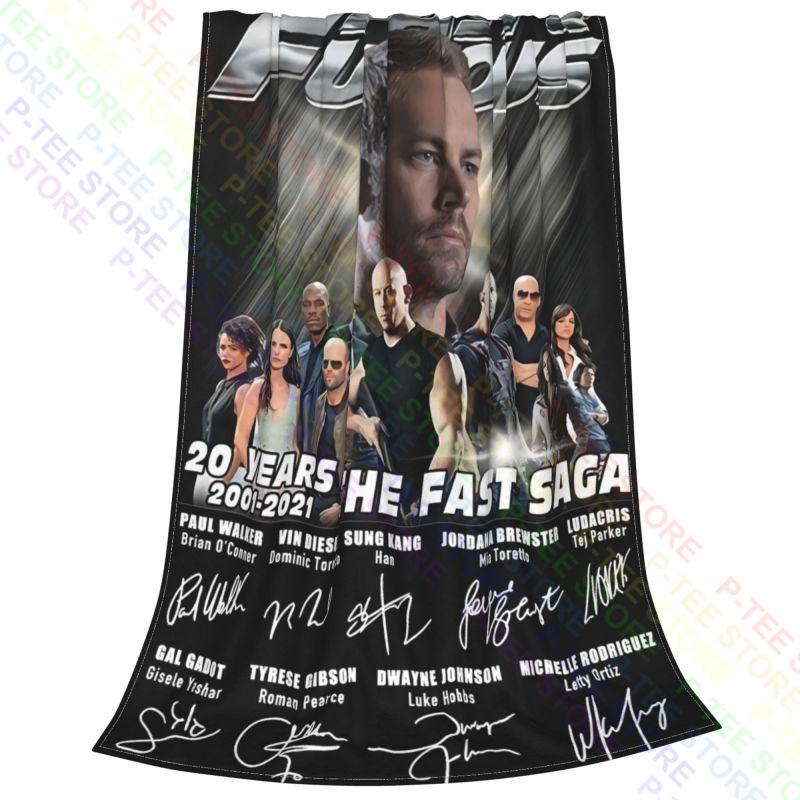 Paul Walker With Fast And Furious Movie Characters 20 Years Blanket Warm Lightweight Bedding Travel