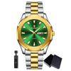 POEDAGAR 1pc Casual Men's Stainless Steel Quartz Wristwatch, Dual Date Display, Business Waterproof Luminous Wristwatch,  Men's Gift