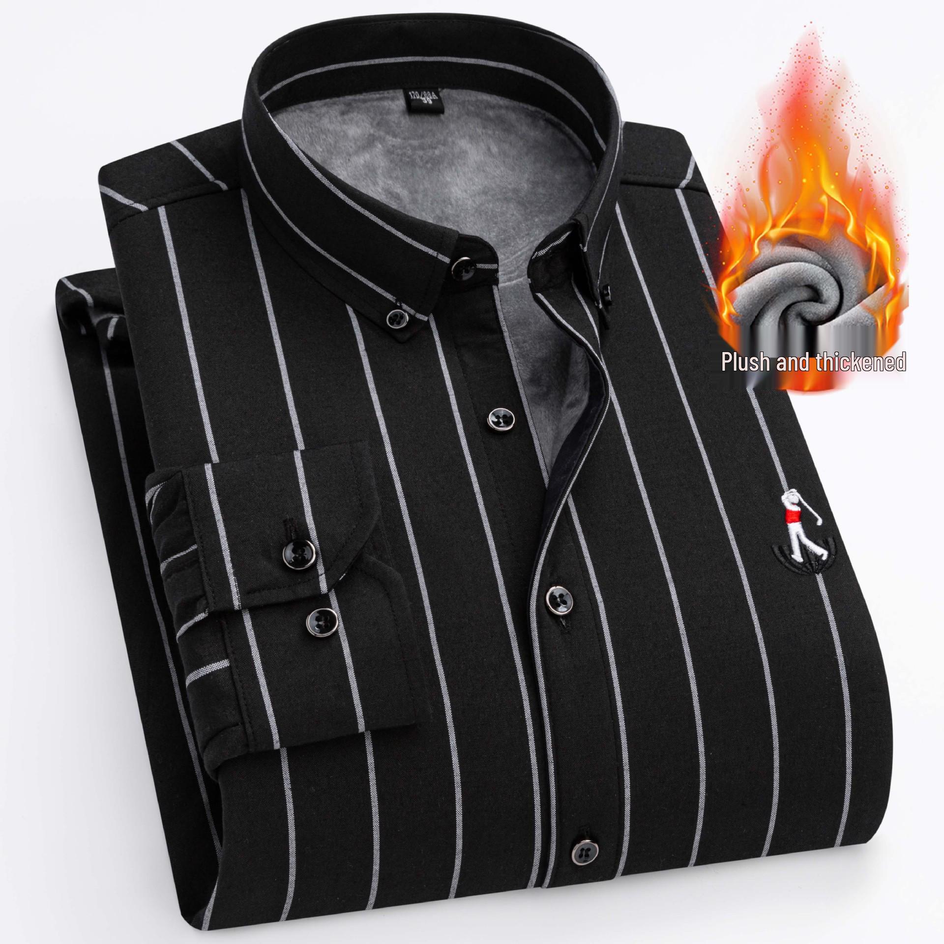 

Romon Мужская теплая оксфордская рубашка на флисовой подкладке для осени/зимы - Повседневный наряд для папы среднего возраста 44 fits 175-190 jin