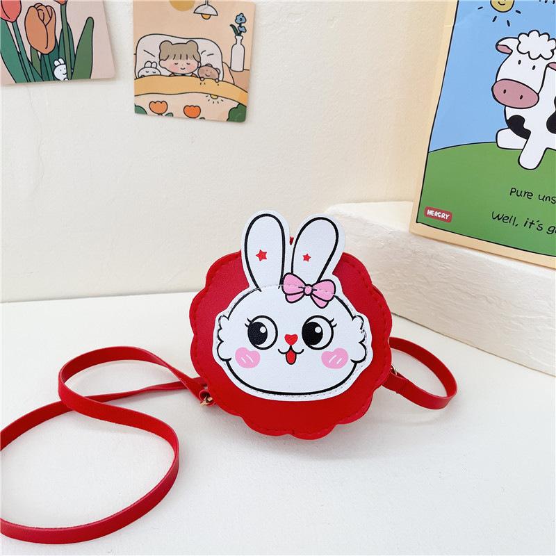 

Cute Cartoon Rabbit Childrens Lanyard Messenger Bag Autumn Student Coin Purse червоний