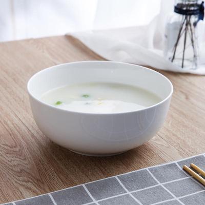 7-Inch Pure White Ceramic Noodle & Soup Bowl, Large Bone China Salad Bowl