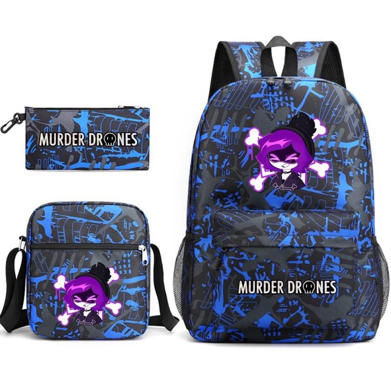 Murder Drones Themed 3-Piece School Set: Backpack Shoulder Bag Pencil Case Teens